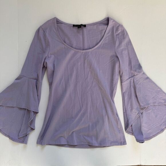 Boston Proper Lavender Purple Bell Sleeve Scoop Neck Blouse Size Small NWOT - Picture 1 of 6